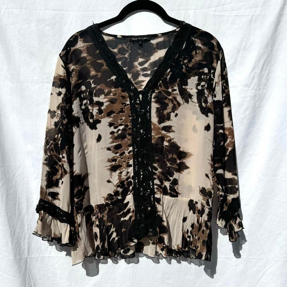 American-vintage Women's Brown and Tan Blouse